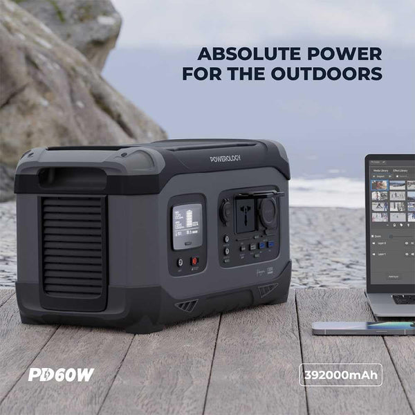 Powerology Portable Power Generator 392000mAh 1300W PD 60W - مولد طاقة 392000 ملي امبير 1300 واط مع منافذ للشحن من باورولوجي