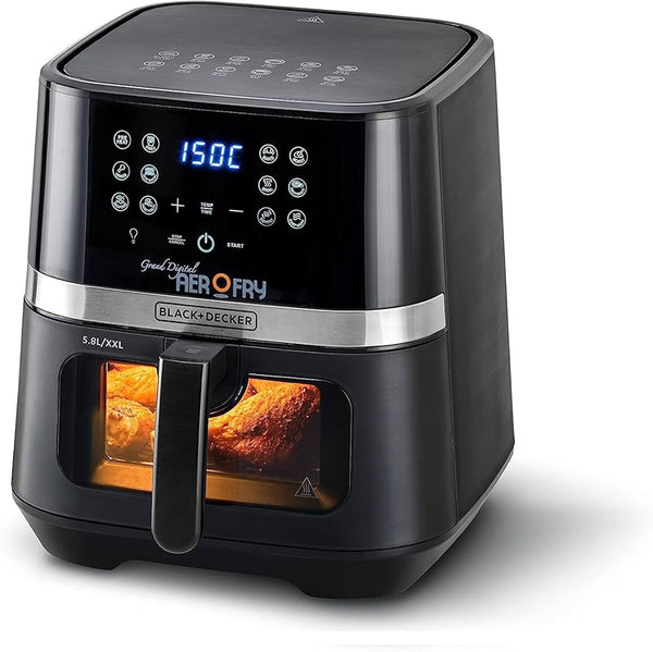 BLACK+DECKER 12-in-1 Large Air Fryer with Touch Screen 5.8L 1800W-قلاية هوائية من شركة بلاك اند ديكر