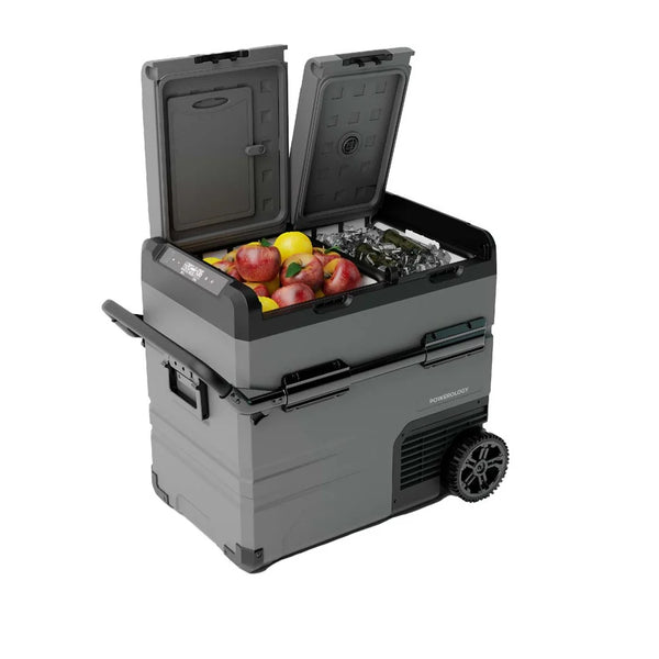 POWEROLOGY SMART DUAL COMPARTMENT PORTABLE FRIDGE & FREEZER 15600MAH 55L – GRAY