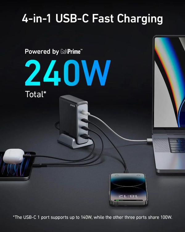 Anker Prime 749 GaN Desktop Charger 240W A2342 - شاحن 240 واط من انكر