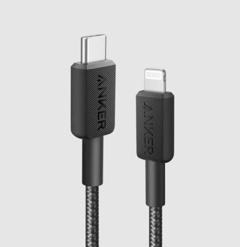 Anker 322 USB-C to Lightning Cable Braided (0.9m/3ft) -Black - كيبل انكر