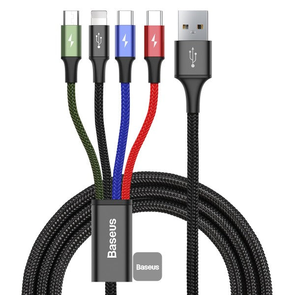 BASEUS RAPID SERIES 4 IN 1 CABLE FOR IP+TYPE-C+MICRO - كيبل شحن ونقل 4 في 1 من باسيوس