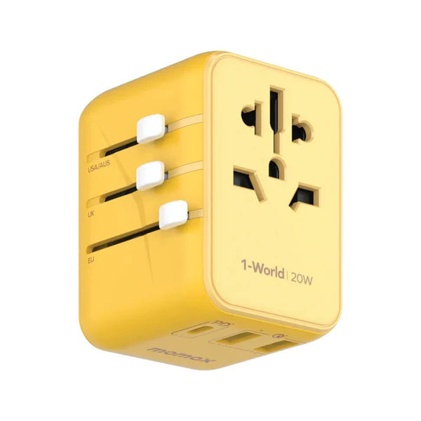 momax 1-world 3 port Ac travel adapter UA11 - راس شحن 20 واط من موماكس